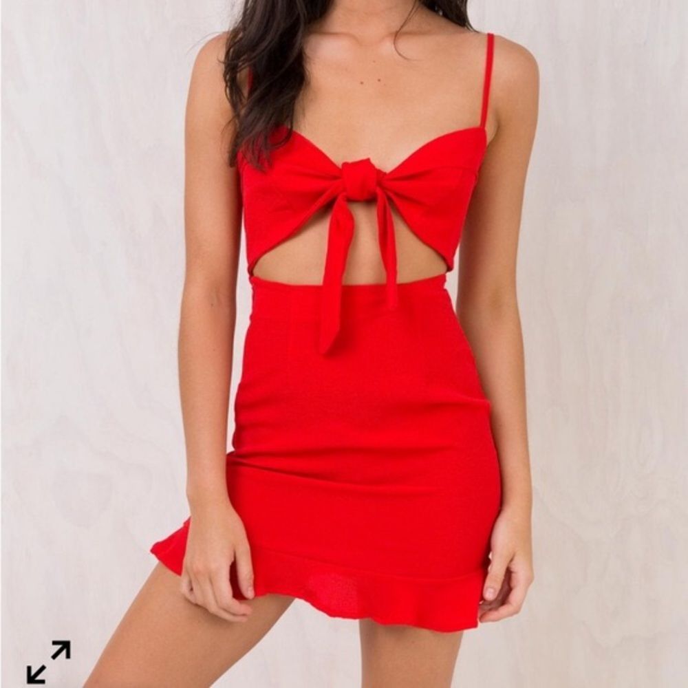 princess polly red front tie dress